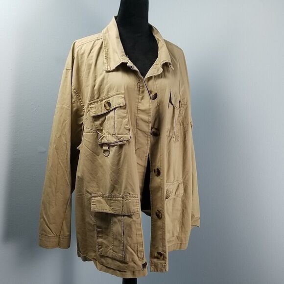 New Look Utility Cargo Jacket 3X Button Front Lightweight Cotton Layering - Picture 1 of 11